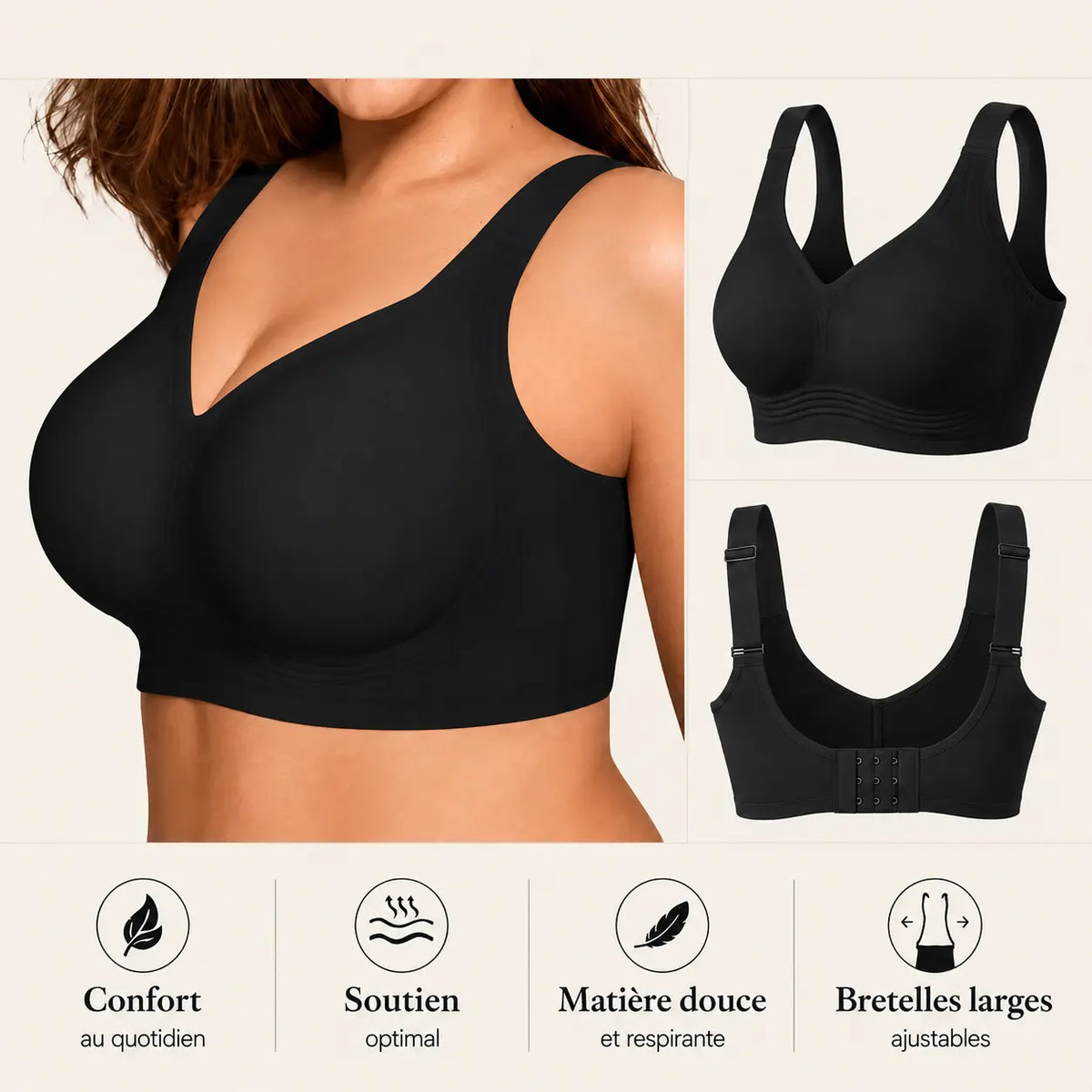 Amyral – Soutien-gorge sans armatures, maintien & confort